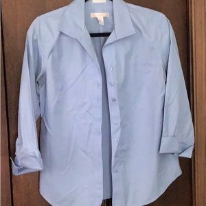 Chico’s Blue Dress No-Iron Shirt Size 0